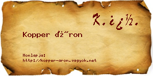 Kopper Áron névjegykártya