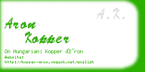 aron kopper business card